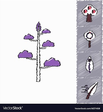 Collection of flat shading style icons nature vector image