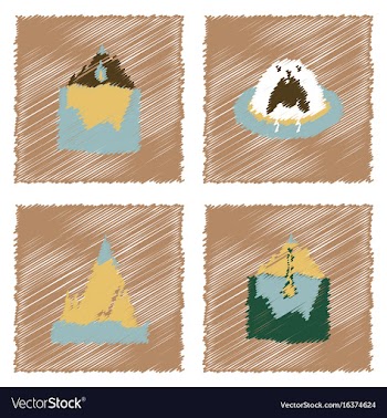 Collection of flat shading style icons nature vector image