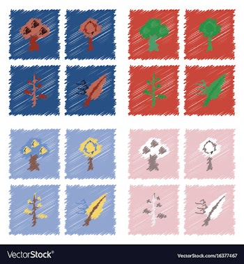 Collection of flat shading style icons nature vector image