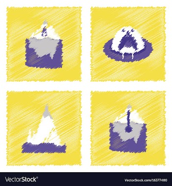 Collection of flat shading style icons nature vector image