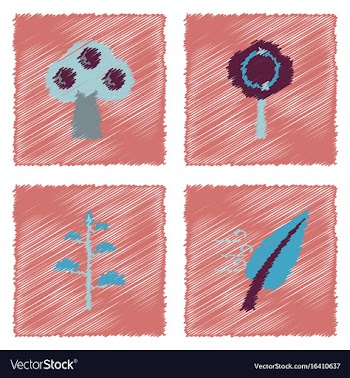 Collection of flat shading style icons nature vector image