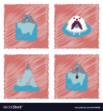 Collection of flat shading style icons nature vector image