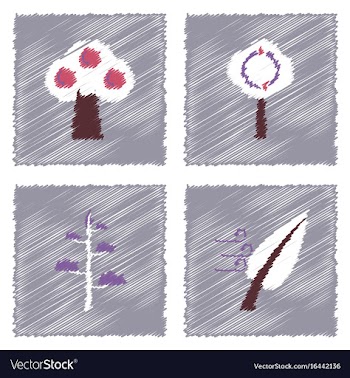 Collection of flat shading style icons nature vector image
