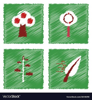 Collection of flat shading style icons nature vector image