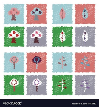 Collection of flat shading style icons nature vector image