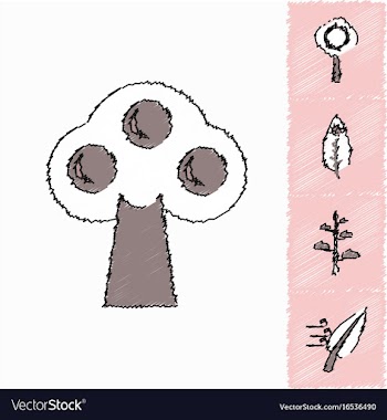Collection of flat shading style icons nature vector image