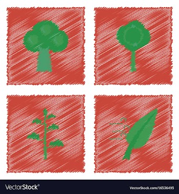 Collection of flat shading style icons nature vector image
