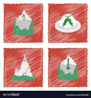 Collection of flat shading style icons nature vector image