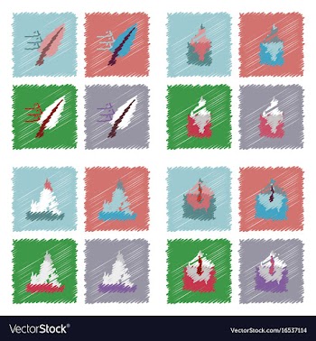 Collection of flat shading style icons nature vector image