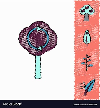 Collection of flat shading style icons nature vector image