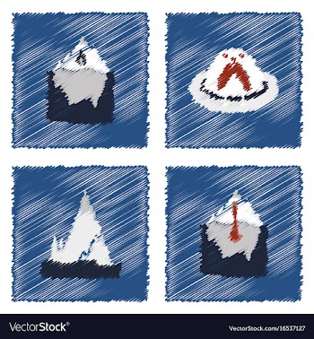 Collection of flat shading style icons nature vector image
