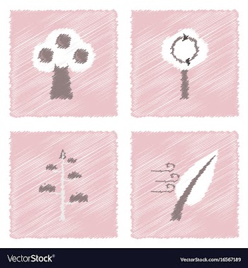 Collection of flat shading style icons nature vector image