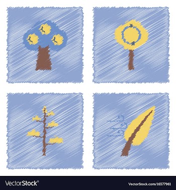 Collection of flat shading style icons nature vector image