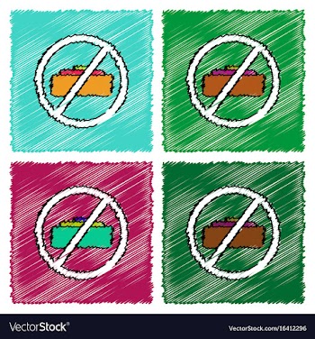 Collection of flat shading style icons no mine vector image