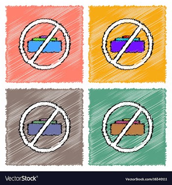 Collection of flat shading style icons no mine vector image