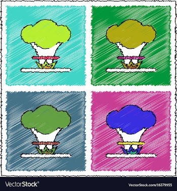 Collection of flat shading style icons nuclear vector image
