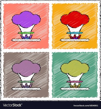 Collection of flat shading style icons nuclear vector image
