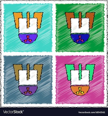 Collection of flat shading style icons nuclear vector image