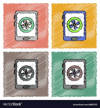 Collection of flat shading style icons online vector image