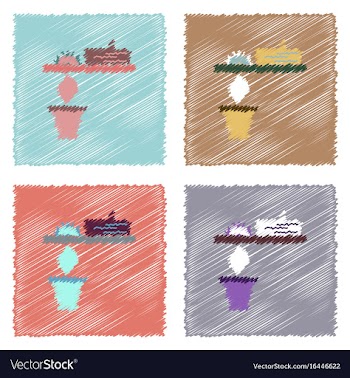 Collection of flat shading style icons paper and vector image