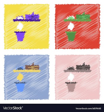 Collection of flat shading style icons paper and vector image
