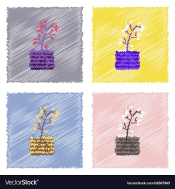 Collection of flat shading style icons plant and vector image