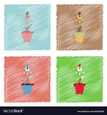 Collection of flat shading style icons plant and vector image