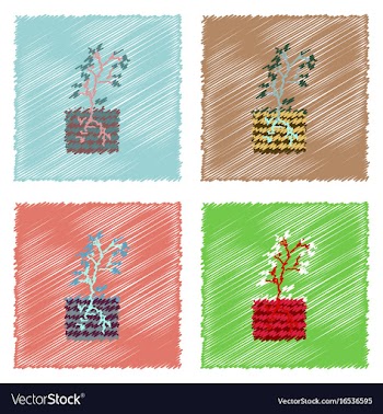Collection of flat shading style icons plant and vector image