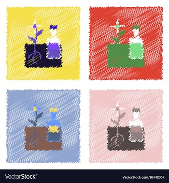 Collection of flat shading style icons plant with vector image