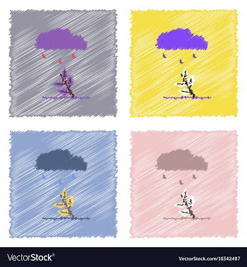 Collection of flat shading style icons rain and vector image