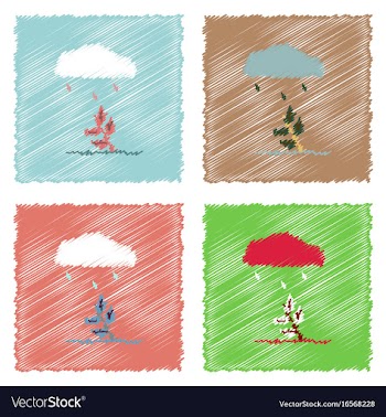 Collection of flat shading style icons rain and vector image