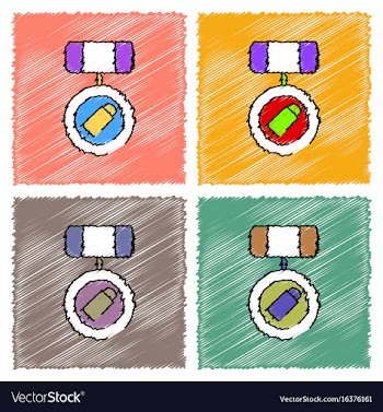 Collection of flat shading style icons rifle vector image
