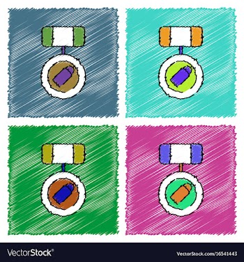 Collection of flat shading style icons rifle vector image