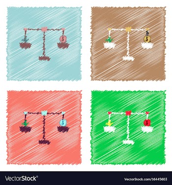 Collection of flat shading style icons scales vector image