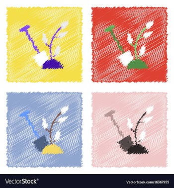 Collection of flat shading style icons shovel and vector image