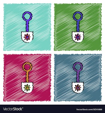 Collection of flat shading style icons shovel toy vector image