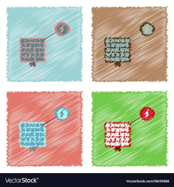 Collection of flat shading style icons solar vector image