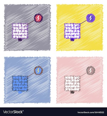 Collection of flat shading style icons solar vector image