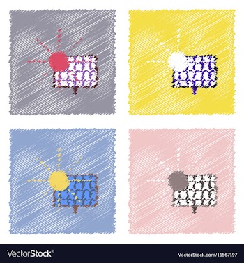 Collection of flat shading style icons solar vector image