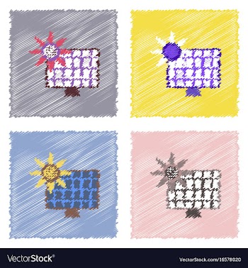 Collection of flat shading style icons solar vector image