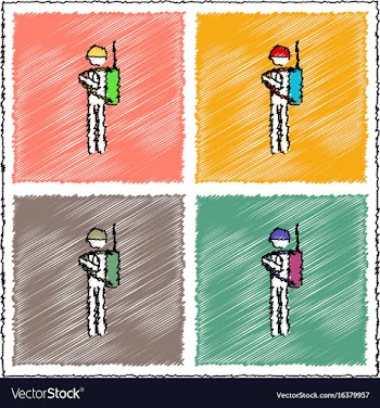 Collection of flat shading style icons soldier vector image