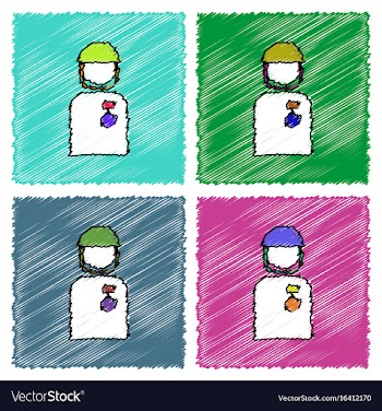 Collection of flat shading style icons soldier vector image