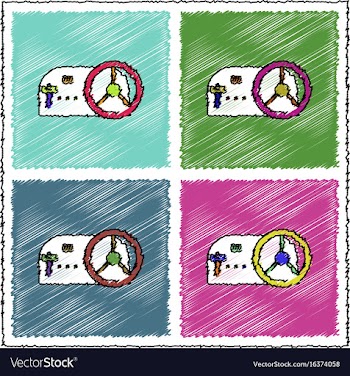 Collection of flat shading style icons steering vector image