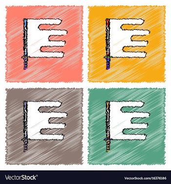 Collection of flat shading style icons sword and vector image
