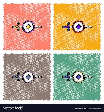 Collection of flat shading style icons sword and vector image