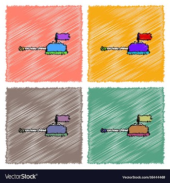 Collection of flat shading style icons tank main vector image