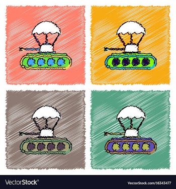 Collection of flat shading style icons tank on vector image