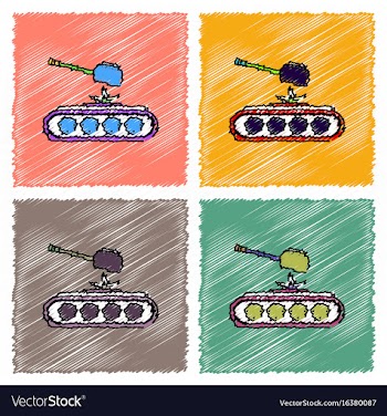 Collection of flat shading style icons tank vector image