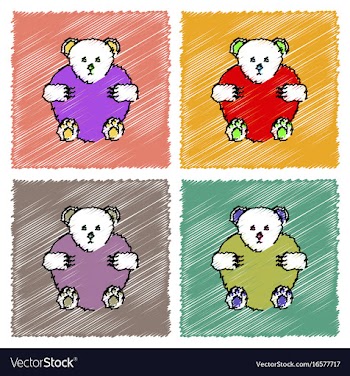 Collection of flat shading style icons teddy bear vector image