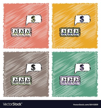 Collection of flat shading style icons three vector image